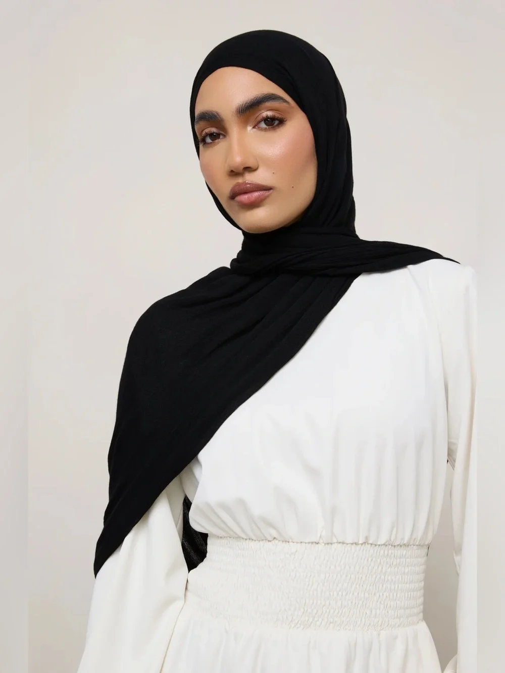 Veiled Collection Modal Crinkle Hijab - Black Fringe🌸 FIRM PRICE 🌸